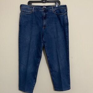 Lands' End Men Relaxed Dark Blue square Rigger Jeans lined 42 winter casual cozy